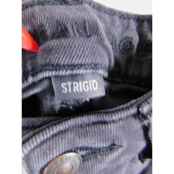 American Eagle Jeans Womens 2 Black Ripped Distressed Raw Hem Skinny Strigid - Picture 8 of 12